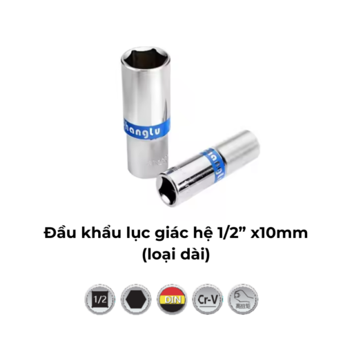 Đầu khẩu lục giác hệ 1/2inch x10mm (loại dài)
