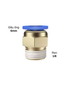 Đầu Nối Khí Nén, ống 6mm, ren Ngoài 1_8 PC6-01