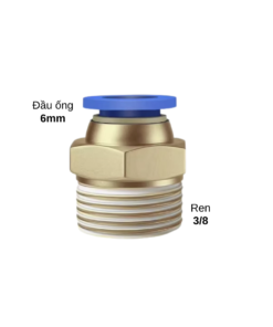 Đầu Nối Khí Nén, ống 6mm, ren Ngoài 3_8 PC6-03