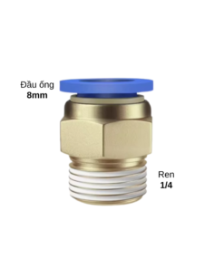 Đầu Nối Khí Nén, ống 8mm, ren Ngoài 1_4 PC8-02